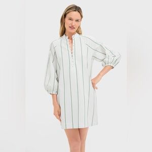 TUCKERNUCK Mondego Stripe Seersucker Mini Maryse Caftan Green Blue Size Medium